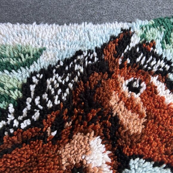 Latch Hook Rug Tapestry Horse Wall Hanging Vintage Hand Made Mid Century Modern - Picture 12 of 16